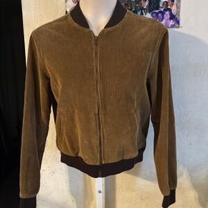 💥American Apparel Brown Corduroy Bomber Jacket 🧥 GUC
